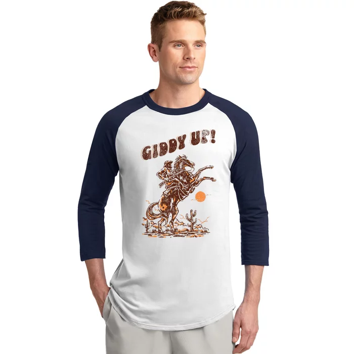 Giddy Up Horse Western Boho Hippie Baseball Sleeve Shirt