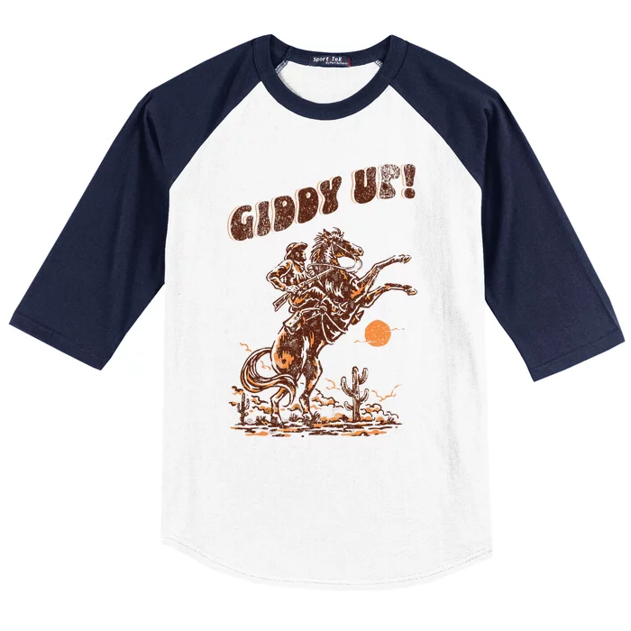 Giddy Up Horse Western Boho Hippie Baseball Sleeve Shirt