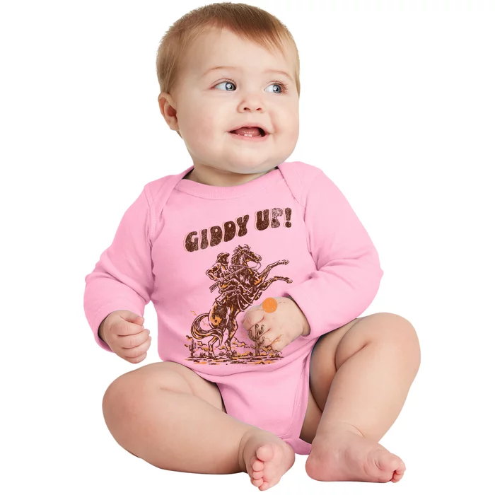 Giddy Up Horse Western Boho Hippie Baby Long Sleeve Bodysuit