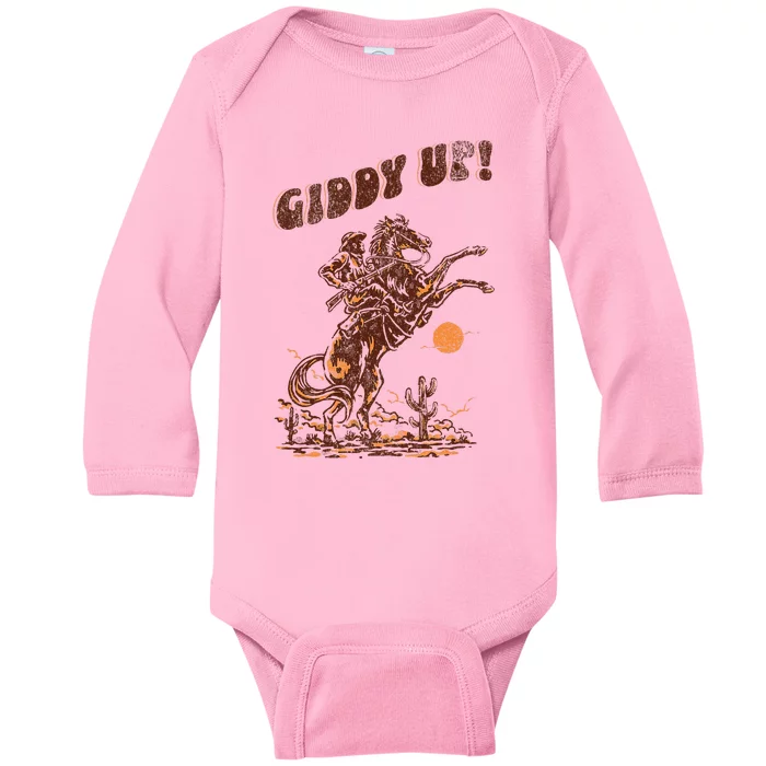 Giddy Up Horse Western Boho Hippie Baby Long Sleeve Bodysuit