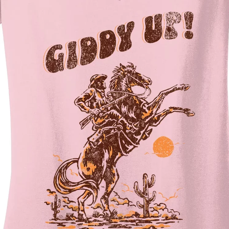 Giddy Up Horse Western Boho Hippie Women's V-Neck T-Shirt