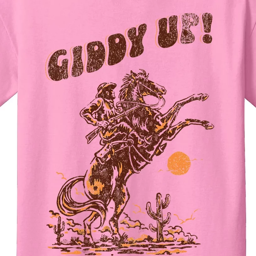 Giddy Up Horse Western Boho Hippie Kids T-Shirt