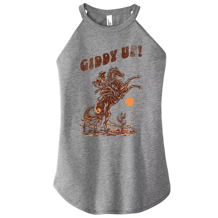 Giddy Up Horse Western Boho Hippie Women’s Perfect Tri Rocker Tank