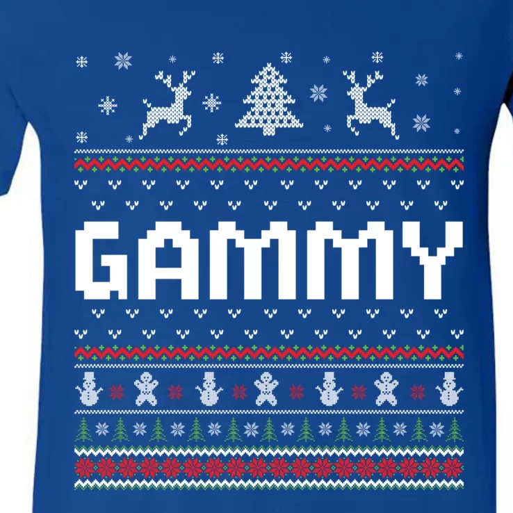 Gammy Ugly Holiday Party Matching Ugly Christmas Sweater Gift V-Neck T-Shirt