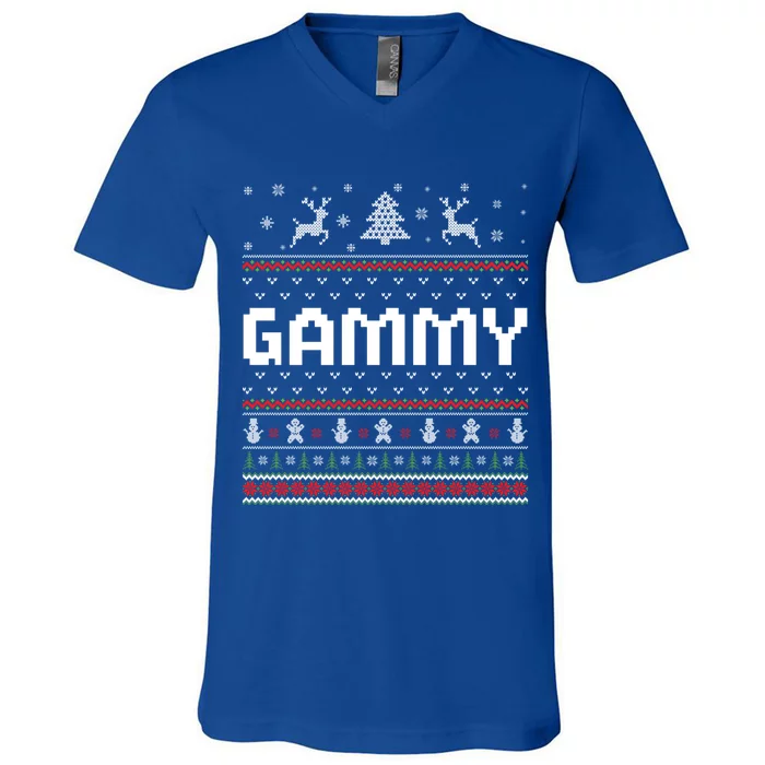 Gammy Ugly Holiday Party Matching Ugly Christmas Sweater Gift V-Neck T-Shirt