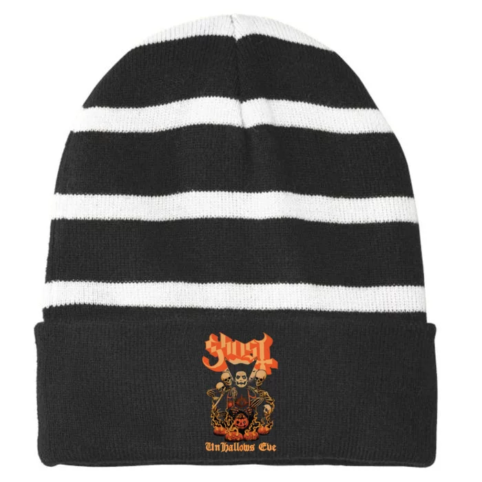 Ghost Un Hallows Eve Striped Beanie with Solid Band