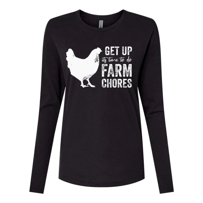 Get Up Its Time To Do Farm Chores Womens Cotton Relaxed Long Sleeve T-Shirt