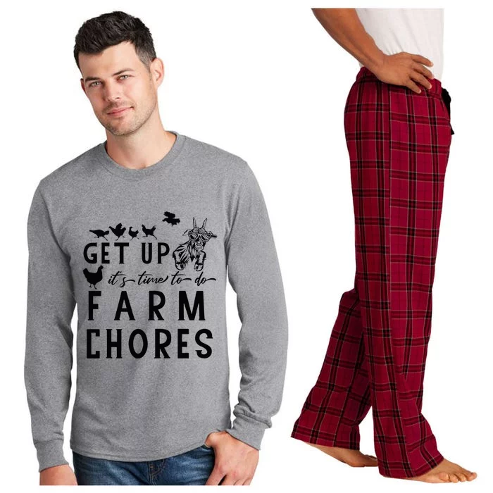 Get Up ItS Time To Do Farm Chores Goat And Chickens Farm Long Sleeve Pajama Set