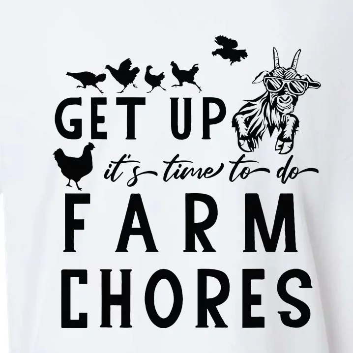 Get Up ItS Time To Do Farm Chores Goat And Chickens Farm Sueded Cloud Jersey T-Shirt