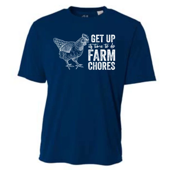 Get Up Its Time To Do Farm Chores Funny Chicken Cooling Performance Crew T-Shirt