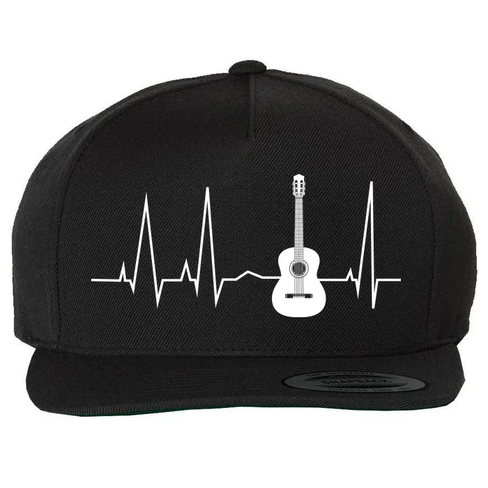 Guitar Heartbeat Pulse Wool Snapback Cap