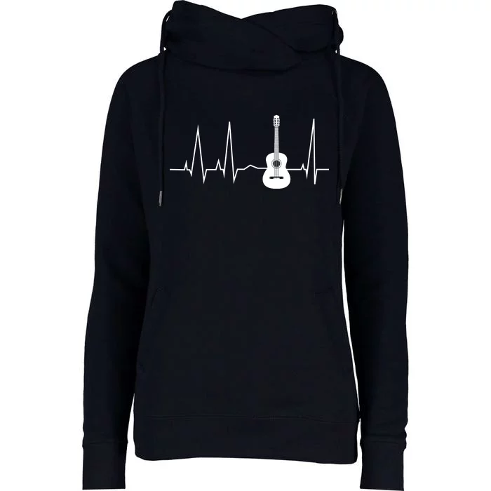 Guitar Heartbeat Pulse Womens Funnel Neck Pullover Hood