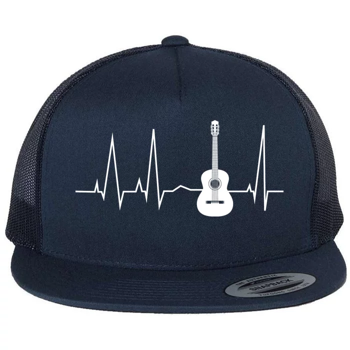 Guitar Heartbeat Pulse Flat Bill Trucker Hat