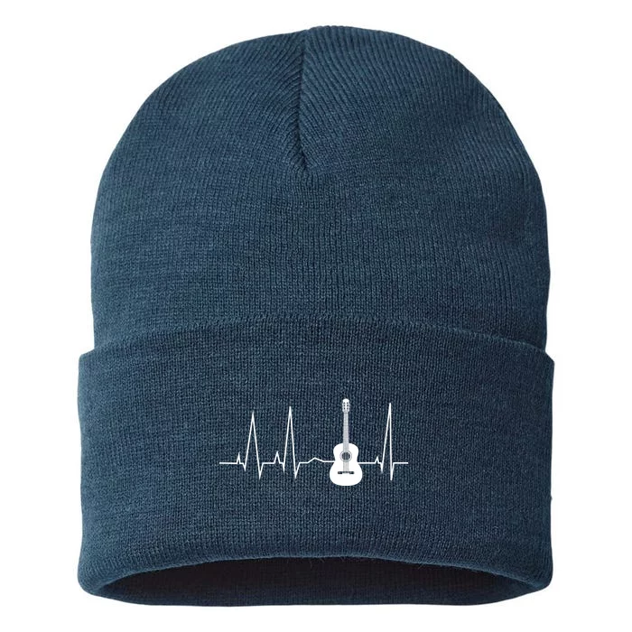 Guitar Heartbeat Pulse Sustainable Knit Beanie