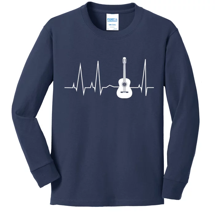 Guitar Heartbeat Pulse Kids Long Sleeve Shirt