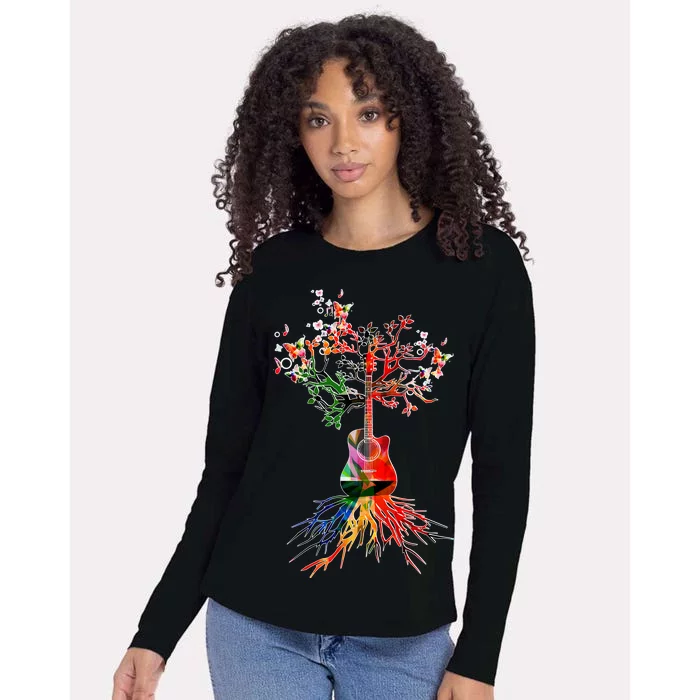 Guitar Roots Tree Of Life Womens Cotton Relaxed Long Sleeve T-Shirt