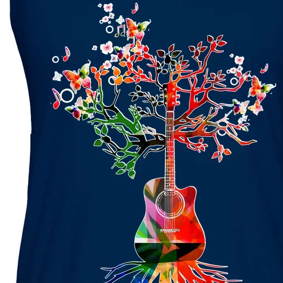 Guitar Roots Tree Of Life Ladies Essential Flowy Tank