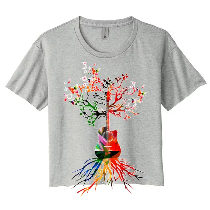 Guitar Roots Tree Of Life Women's Crop Top Tee