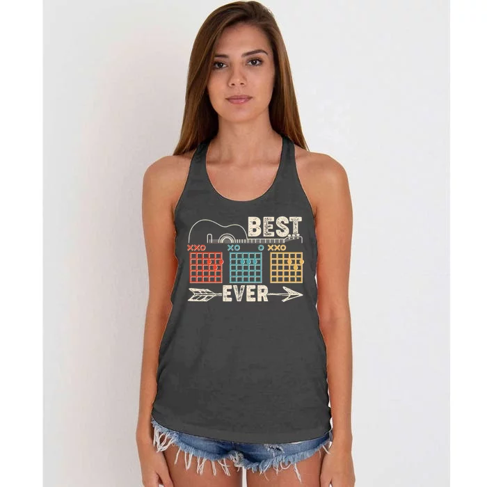 Guitarist Chords Best Dad Ever Women's Knotted Racerback Tank