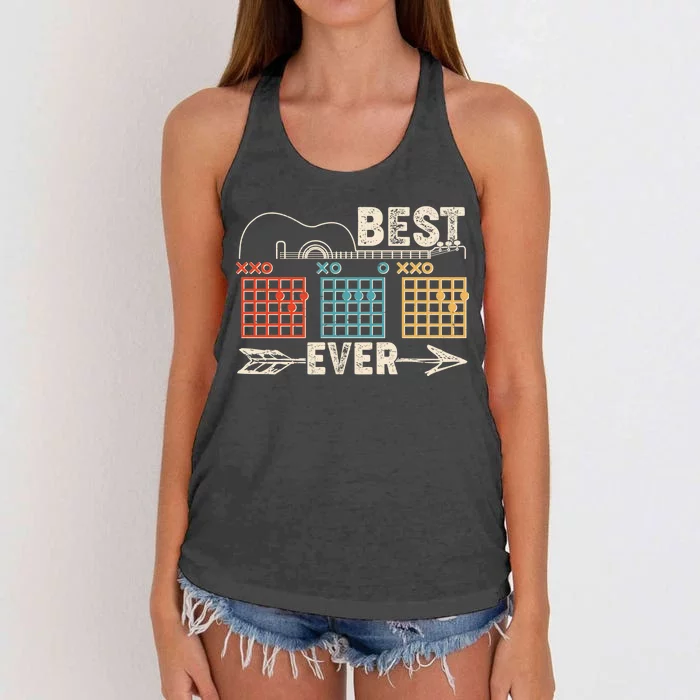 Guitarist Chords Best Dad Ever Women's Knotted Racerback Tank