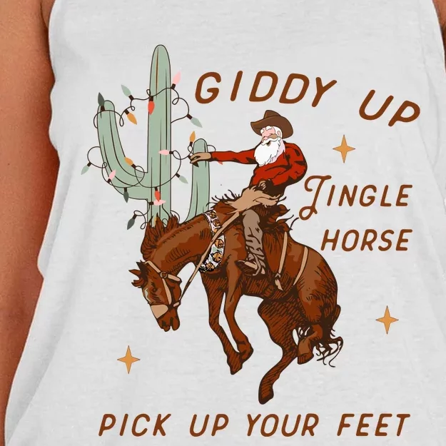 Giddy Up Jingle Horse Pick Up Your Feet Women's Knotted Racerback Tank