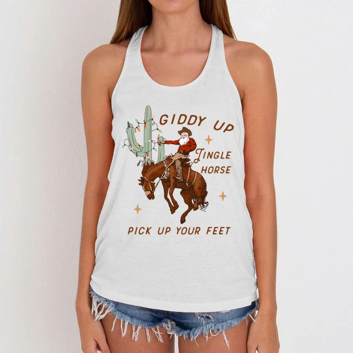 Giddy Up Jingle Horse Pick Up Your Feet Women's Knotted Racerback Tank