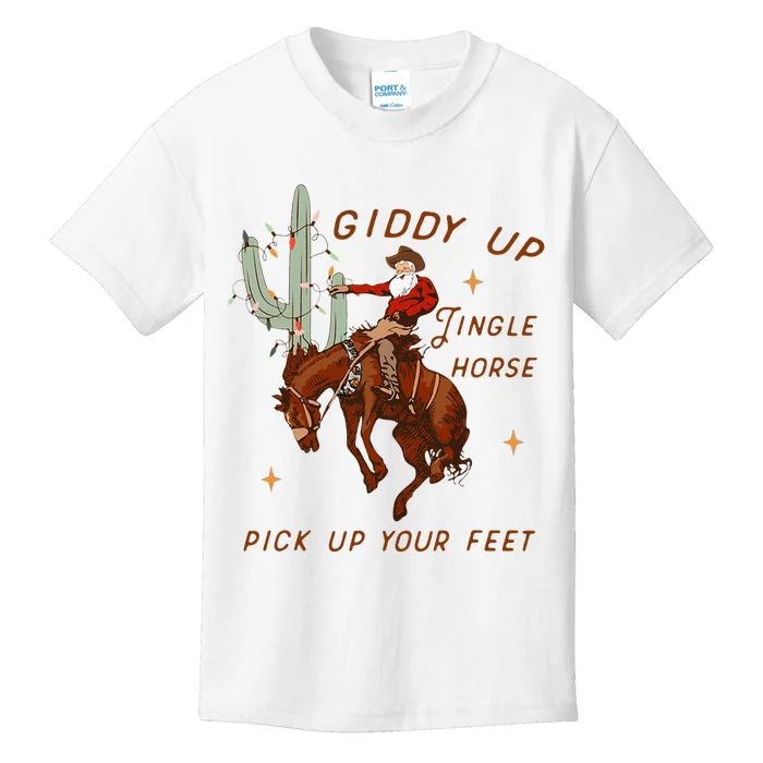 Giddy Up Jingle Horse Pick Up Your Feet Cowboy Santa Xmas Kids T-Shirt