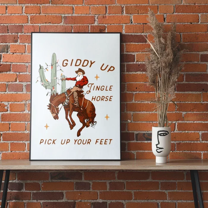 Giddy Up Jingle Horse Cowboy Cowgirl Western Christmas Poster