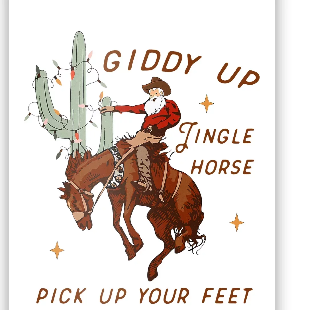 Giddy Up Jingle Horse Cowboy Cowgirl Western Christmas Poster