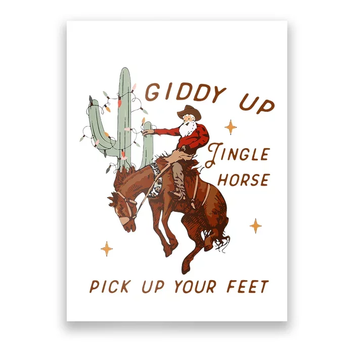 Giddy Up Jingle Horse Cowboy Cowgirl Western Christmas Poster