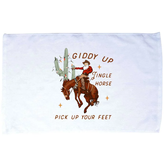 Giddy Up Jingle Horse Cowboy Cowgirl Western Christmas Microfiber Hand Towel