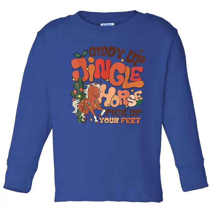 Giddy Up Jingle Horse Pick Up Your Feet Howdy Christmas Gift Toddler Long Sleeve Shirt