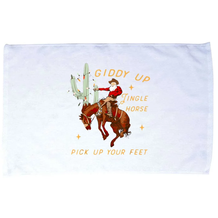 Giddy Up Jingle Horse Pick Up Your Feet Cowboy Santa Xmas Microfiber Hand Towel