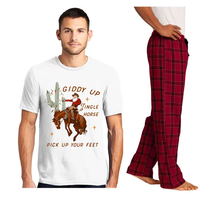 Giddy Up Jingle Horse Pick Up Your Feet Cowboy Santa Xmas Pajama Set