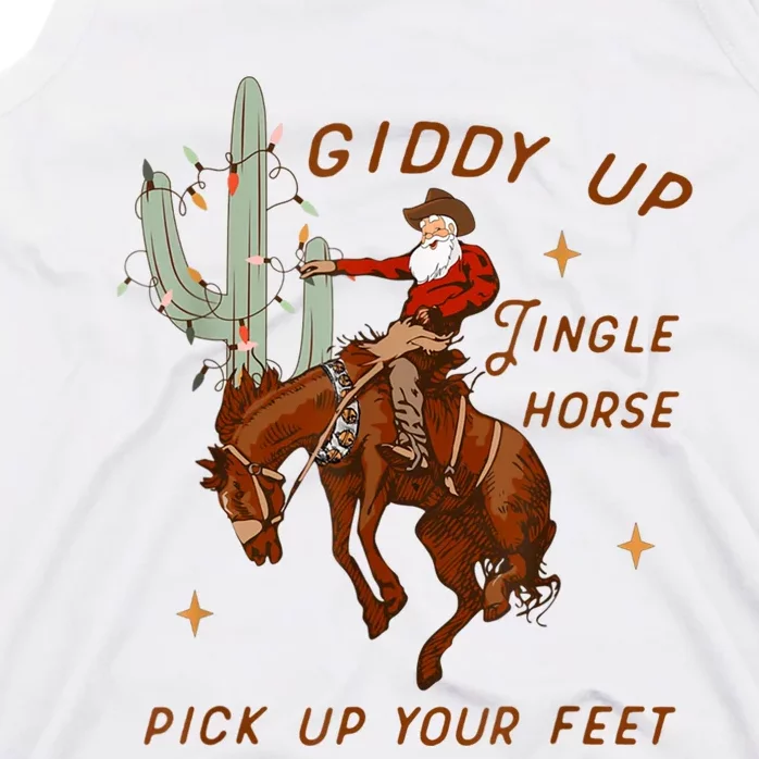 Giddy Up Jingle Horse Pick Up Your Feet Cowboy Santa Xmas Tank Top