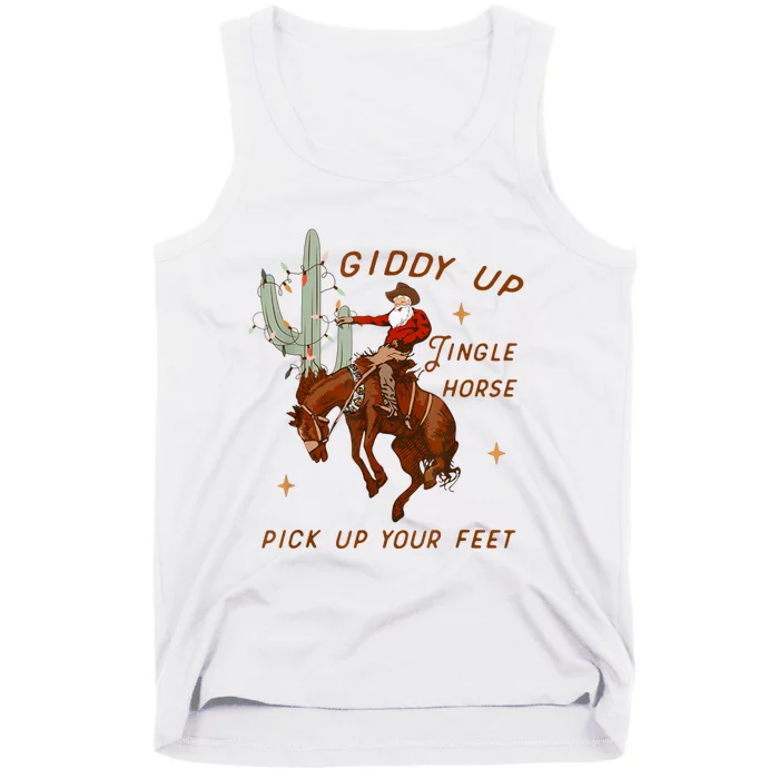 Giddy Up Jingle Horse Pick Up Your Feet Cowboy Santa Xmas Tank Top