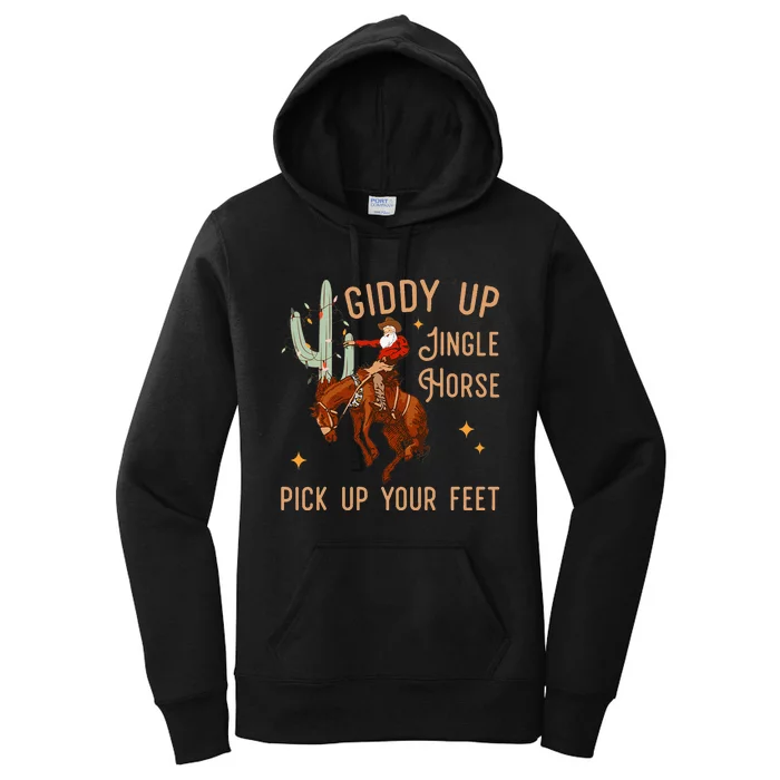 Giddy Up Jingle Horse Pick Up Your Feet Cow Santa Xmas Women's Pullover Hoodie