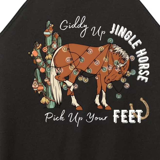 Giddy Up Jingle Horse Pick Up Your Feet Cactus Cowboy Christmas Women’s Perfect Tri Rocker Tank