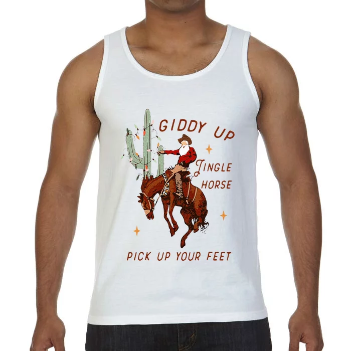 Giddy Up Jingle Horse Pick Up Your Feet Cowboy Santa Cactus Comfort Colors® Tank Top