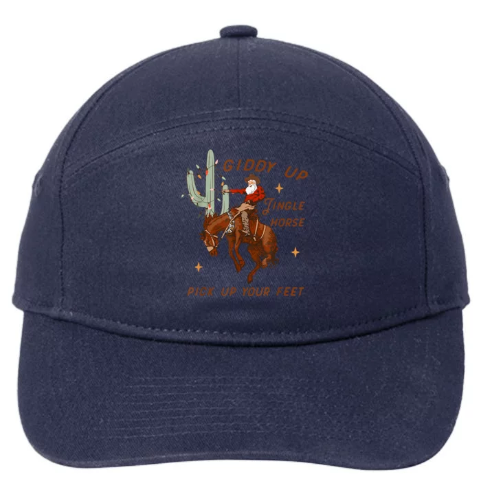 Giddy Up Jingle Horse Pick Up Your Feet Cowboy Santa Xmas 7-Panel Snapback Hat