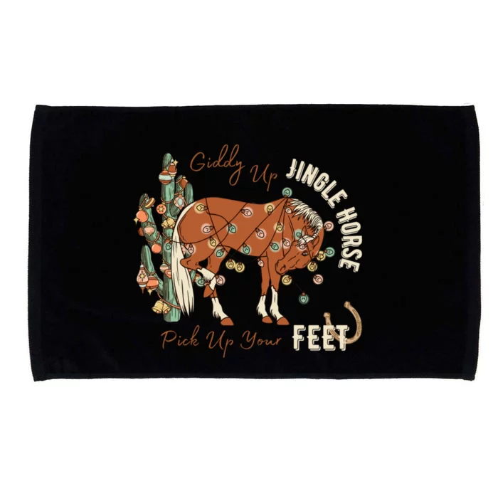 Giddy Up Jingle Horse Pick Up Your Feet Cowboy Santa Cactus Microfiber Hand Towel