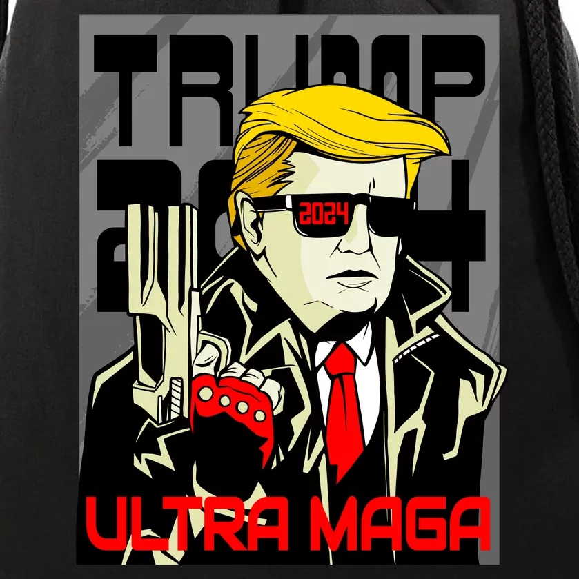 Great Ultra MAGA King Terminator Parody Trump 2024 Anti Biden Drawstring Bag