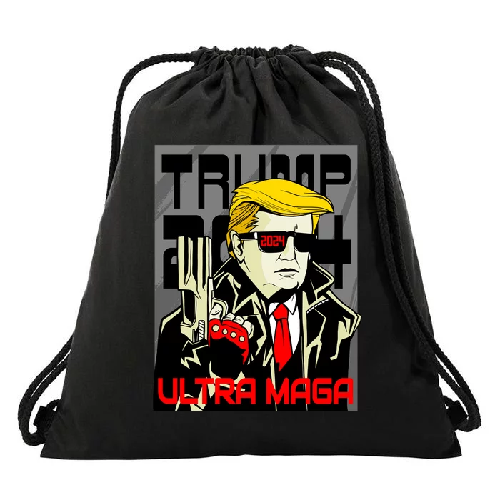 Great Ultra MAGA King Terminator Parody Trump 2024 Anti Biden Drawstring Bag