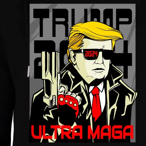 Great Ultra MAGA King Terminator Parody Trump 2024 Anti Biden Womens Funnel Neck Pullover Hood