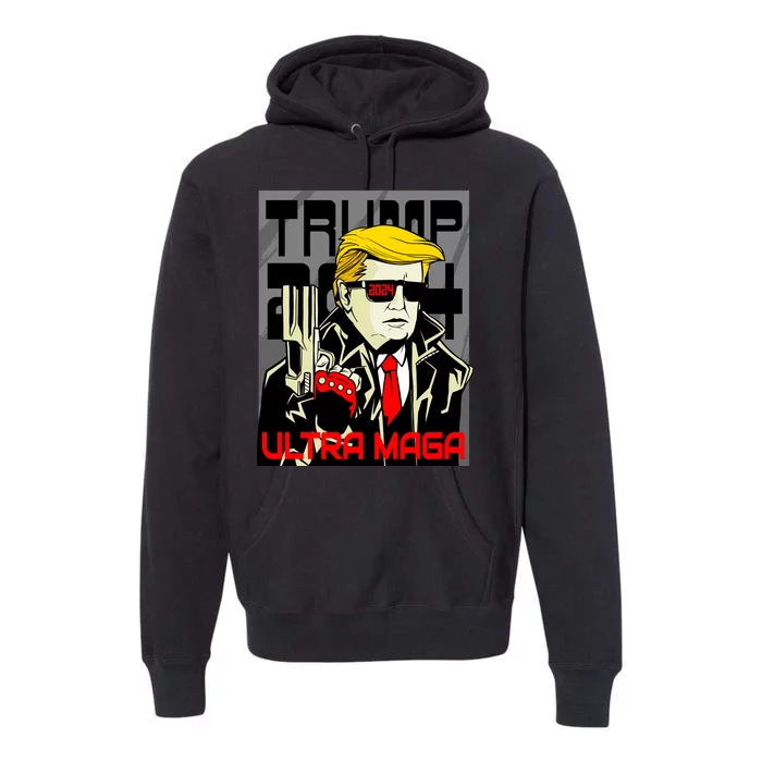 Great Ultra MAGA King Terminator Parody Trump 2024 Anti Biden Premium Hoodie