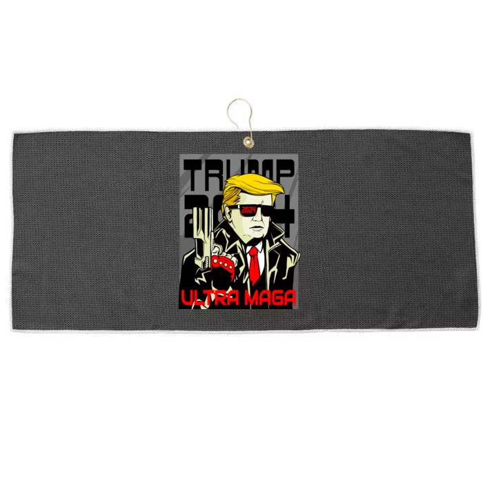 Great Ultra MAGA King Terminator Parody Trump 2024 Anti Biden Large Microfiber Waffle Golf Towel