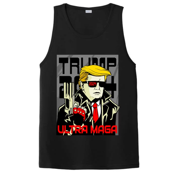 Great Ultra MAGA King Terminator Parody Trump 2024 Anti Biden Performance Tank