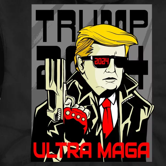 Great Ultra MAGA King Terminator Parody Trump 2024 Anti Biden Tie Dye Hoodie