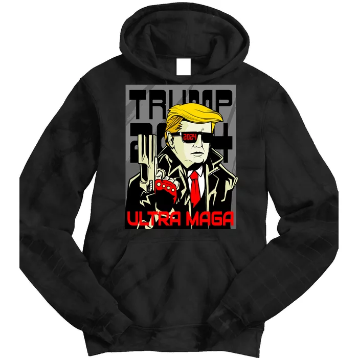 Great Ultra MAGA King Terminator Parody Trump 2024 Anti Biden Tie Dye Hoodie