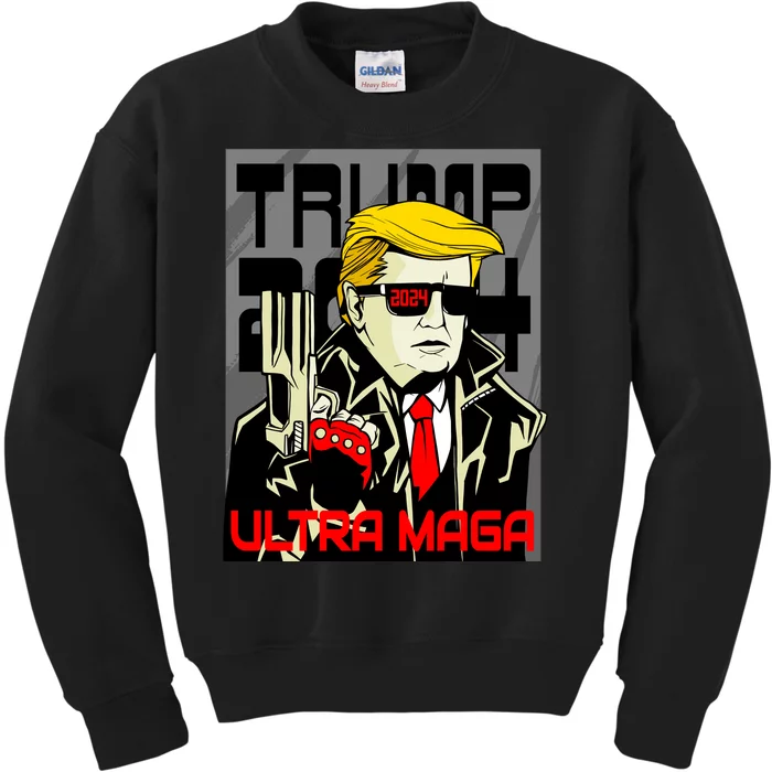 Great Ultra MAGA King Terminator Parody Trump 2024 Anti Biden Kids Sweatshirt